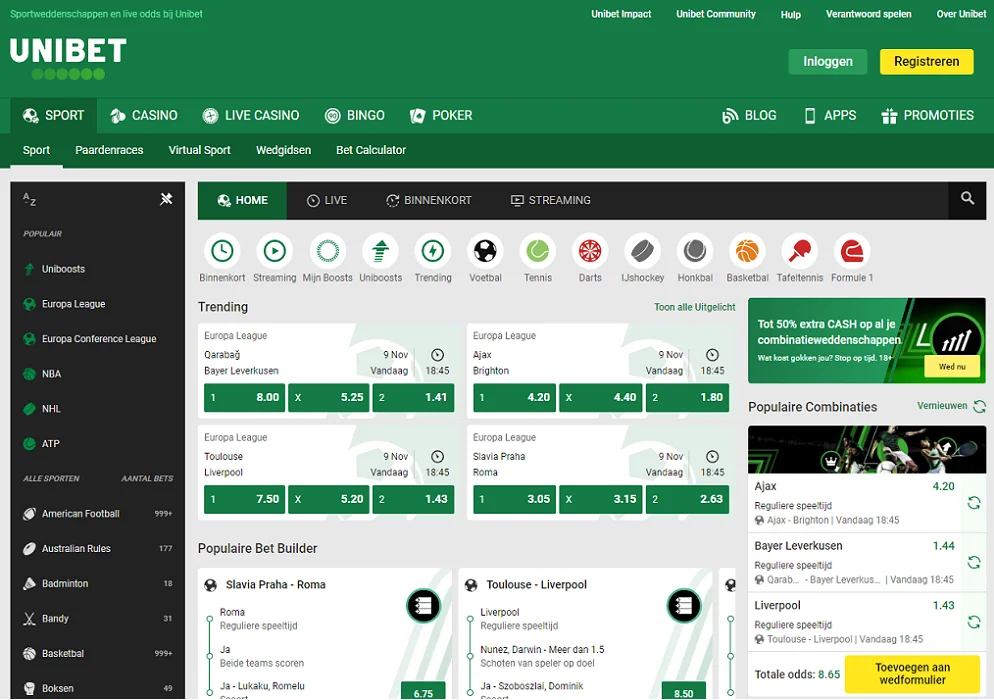 Unibet welkomstbonus | €50 free bets [TIP!]